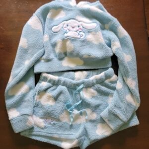 Cinnamoroll Lounge Sleep Set--Cropped Hoodie And Shorts